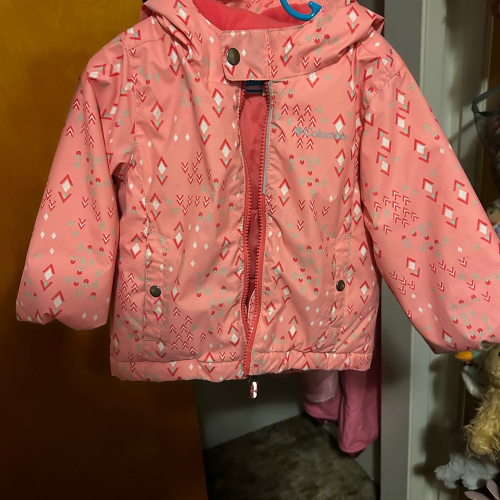 Columbia Kids Geometric Pink Raincoat